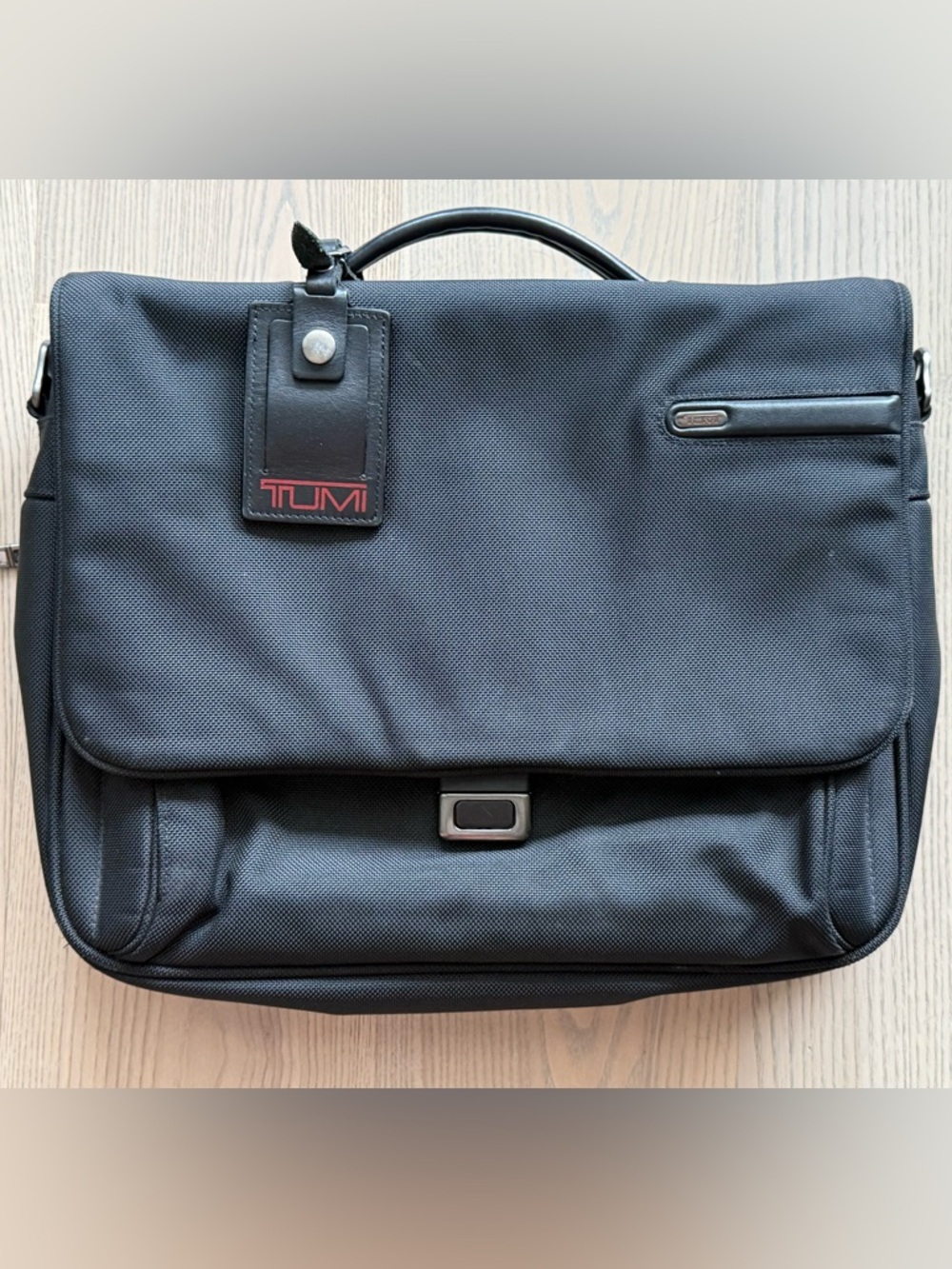 Tumi FXT Ballistic Black Nylon Pushlock Briefcase Messenger Laptop Bag